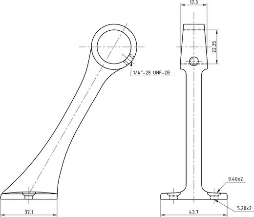 Стойка поручня проходная под трубу 7/8" (22 мм), поперечная, высота 127 мм