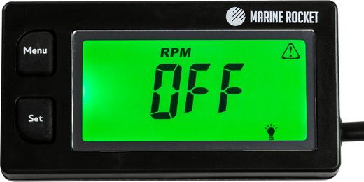 Тахометр универсальный со счетчиком моточасов, датчиком температуры, вольтметром, подсветкой, сменная батарейка