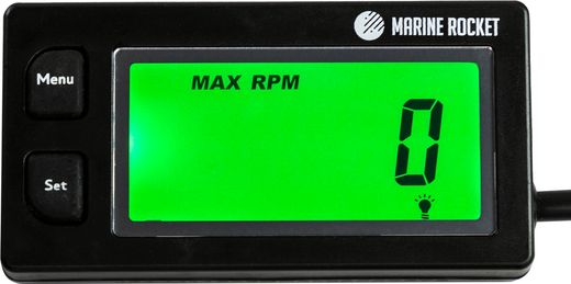 Тахометр универсальный со счетчиком моточасов, датчиком температуры, вольтметром, подсветкой, сменная батарейка