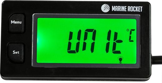 Тахометр универсальный со счетчиком моточасов, датчиком температуры, вольтметром, подсветкой, сменная батарейка