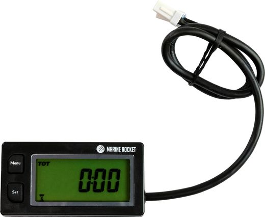 Тахометр универсальный со счетчиком моточасов, датчиком температуры, вольтметром, подсветкой, сменная батарейка