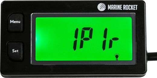 Тахометр универсальный со счетчиком моточасов, датчиком температуры, вольтметром, подсветкой, сменная батарейка