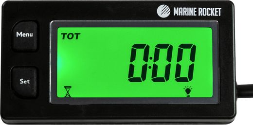 Тахометр универсальный со счетчиком моточасов, датчиком температуры, вольтметром, подсветкой, сменная батарейка