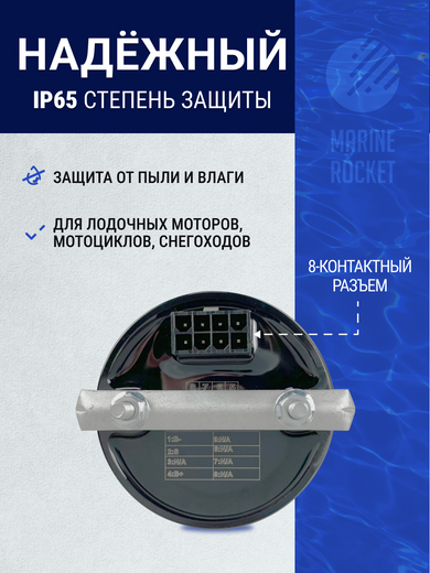 Тахометр универсальный со счетчиком моточасов, подсветкой и внешним питанием, провод 4,5 м