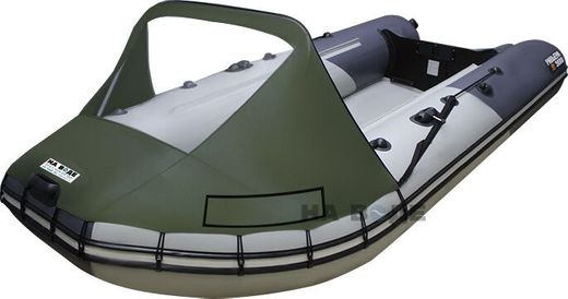 Тент носовой с окном для лодок ПВХ 370-400, Oxford 600D, светло-серый