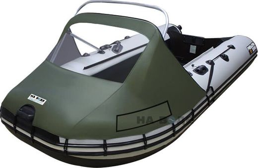 Тент носовой с окном и таргой для лодки Stormline Heavy Duty AL 400, Oxford 600D, хаки