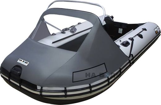 Тент носовой с окном и таргой для лодки ПВХ, 370-400, Oxford 600D, серый