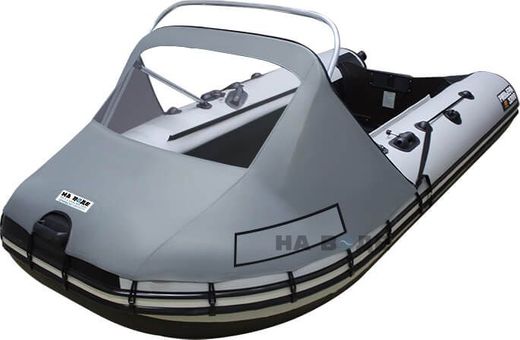 Тент носовой с окном и таргой для лодки ПВХ, 370-400, Oxford 600D, светло-серый
