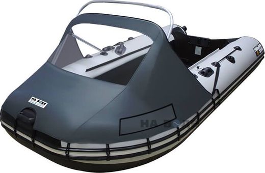 Тент носовой с окном и таргой для лодки ПВХ, 370-400, Oxford 600D, темно-серый