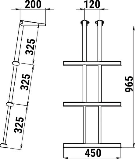 Трап дайверский складной/телескопический 3 ступени, белые ступени