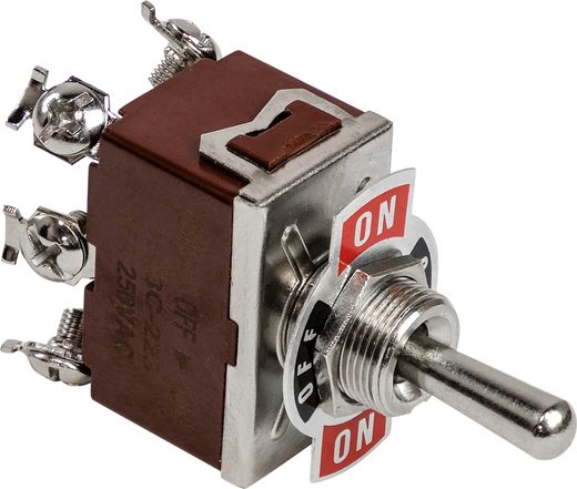 Тумблер трехпозиционный (ON)-OFF-(ON) 12 В/15А 6P