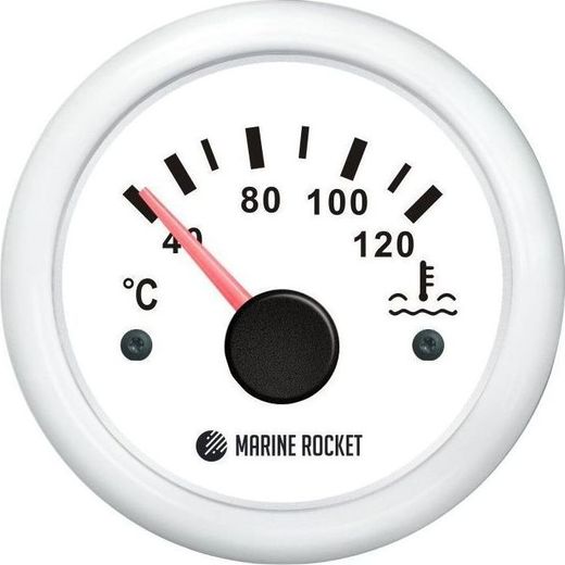 Указатель температуры двигателя 40-120 гр., белый циферблат, белый ободок, д. 52 мм