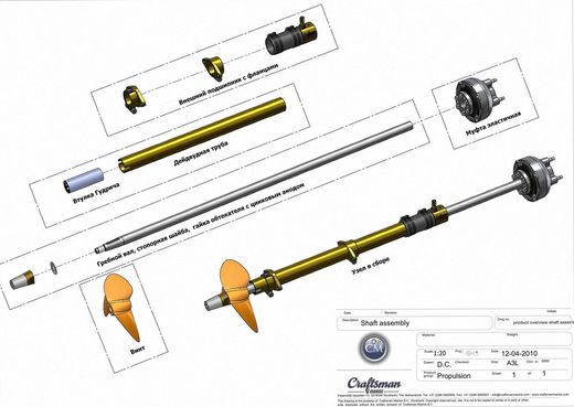 Вал гребной, D25 мм, L1500 мм