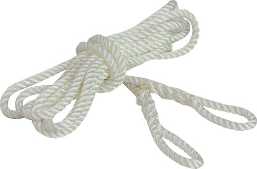 Веревка из полиэстера с огонами для крепления кранца, d6 мм, L1,5 м, цвет белый, комплект 2 шт.