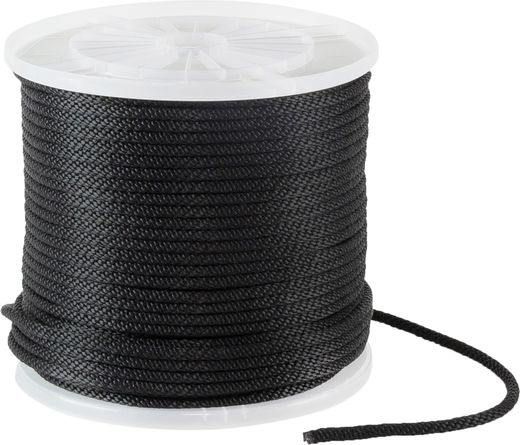 Веревка сплошного плетения d8мм, L150м черный,KOT