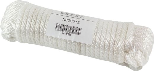 Веревка сплошного плетения d8мм, L15м белый,KOT