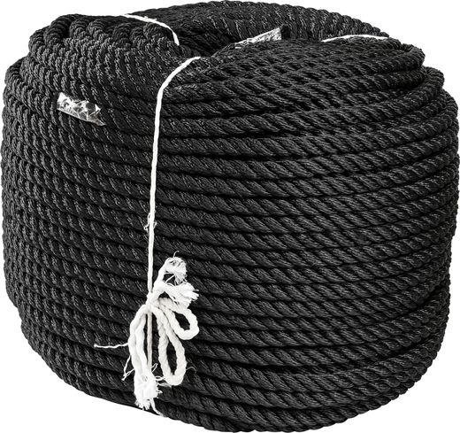 Веревка якорная 3-прядная d12мм, L150м, черный, Marine Rocket