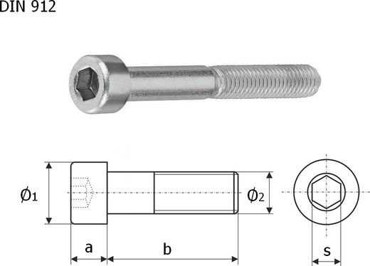 Винт с цилиндрической головкой и внутренним шестигранником А4 DIN912 М8х50 упаковка 1/10