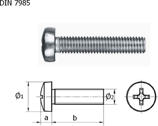 Винт с полукруглой головкой и крестообразным шлицем А4 DIN7985 М4х6 упаковка 1/10