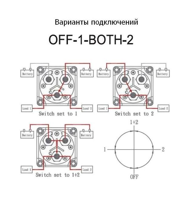 Выключатель массы "OFF-1-BOTH-2" (2 АКБ) 300А