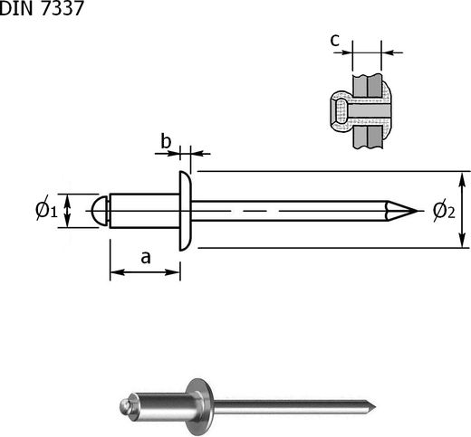 Заклепка вытяжная А4 DIN7337 4,8х10 упаковка 1/10