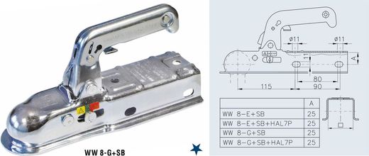 Замковое сцепное устройство WW 8-G+SB (W 1038) 60 мм, WINTERHOFF