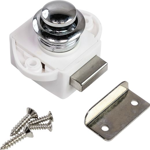 Замок дверной врезной, хромированный, белый корпус, D20мм