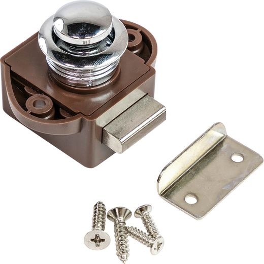 Замок дверной врезной, хромированный, коричневый корпус, D20мм