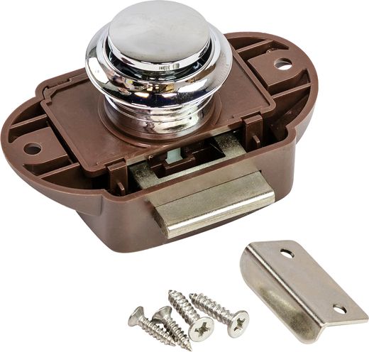 Замок дверной врезной, хромированный, коричневый корпус, D26мм