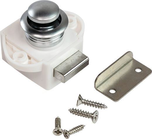 Замок дверной врезной, жемчуженый хром, белый корпус, D20мм