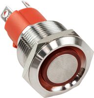 Кнопка без фиксации, подсветка, белая, 12 В, д. 19мм