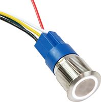 Кнопка с фиксацией в комплекте с контактным разъемом, 12/24 В 5А, OFF-ON 5P, D16 белая подсветка