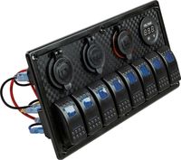 Панель бортового питания 8 переключателей, USB зарядка, розетка, вольтметр, прикуриватель