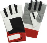 Перчатки с короткими пальцами, красный/белый/черный, размер 2XL