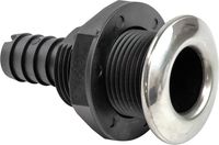 Разъем водосброса с обратным клапаном под шланг 19 мм и крышкой из нержавеющей стали, черный