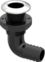 Разъем водосброса угловой с обратным клапаном под шланг 29 мм и крышкой из нержавеющей стали, черный