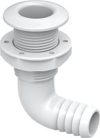Разъем водосброса угловой с обратным клапаном под шланг 38 мм, белый