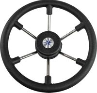 Рулевое колесо LEADER TANEGUM черный обод серебряные спицы д. 330 мм