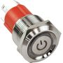 Кнопка с фиксацией, подсветка красная, 12 В, д. 19мм