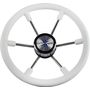 Рулевое колесо LEADER PLAST белый обод серебряные спицы д. 360 мм