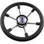 Рулевое колесо LEADER PLAST черный обод серебряные спицы д. 330 мм