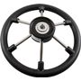 Рулевое колесо LEADER PLAST черный обод серебряные спицы д. 330 мм